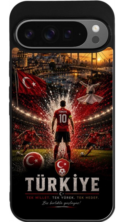 Google Pixel 9 Pro XL Case Hülle - Silikon schwarz Fussball Türkei splash 2026