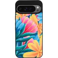 Coque Google Pixel 9 Pro XL - Silicone rigide noir Spring 23 colorful flowers