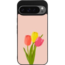 Google Pixel 9 Pro XL Case Hülle - Silikon schwarz Spring 23 tulip trio