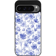 Google Pixel 9 Pro XL Case Hülle - Silikon schwarz Spring 23 watercolor blue flowers