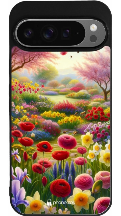 Coque Google Pixel 9 Pro XL - Silicone rigide noir Spring 25 Bouquet printemps