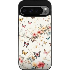 Coque Google Pixel 9 Pro XL - Silicone rigide noir Spring 25 Papillons Légers