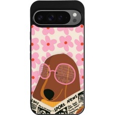 Coque Google Pixel 9 Pro XL - Silicone rigide noir Dog with newspaper Spring 2026