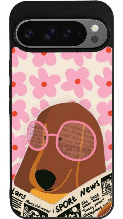 Google Pixel 9 Pro XL Case Hülle - Silikon schwarz Dog with newspaper Spring 2026