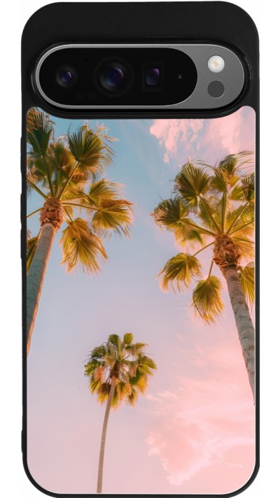 Google Pixel 9 Pro XL Case Hülle - Silikon schwarz Summer 2025 Palmiers