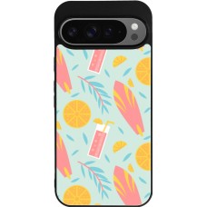 Google Pixel 9 Pro XL Case Hülle - Silikon schwarz Summer 2025 Pattern citron