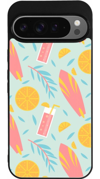 Google Pixel 9 Pro XL Case Hülle - Silikon schwarz Summer 2025 Pattern citron