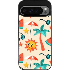 Google Pixel 9 Pro XL Case Hülle - Silikon schwarz Summer 2025 Pattern soleil