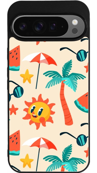 Google Pixel 9 Pro XL Case Hülle - Silikon schwarz Summer 2025 Pattern soleil