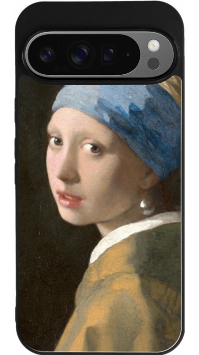 Coque Google Pixel 9 Pro XL - Silicone rigide noir Tableau art - La Jeune fille à la perle - Johannes Vermeer