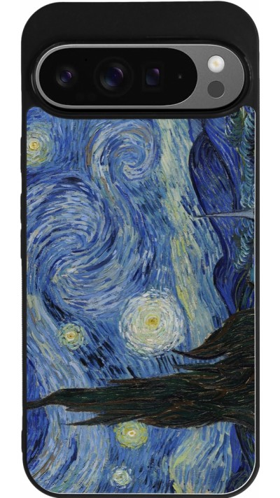 Coque Google Pixel 9 Pro XL - Silicone rigide noir Tableau art - La Nuit étoilée - Van Gogh