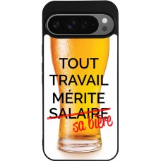 Coque Google Pixel 9 Pro XL - Silicone rigide noir Tout travail mérite sa bière