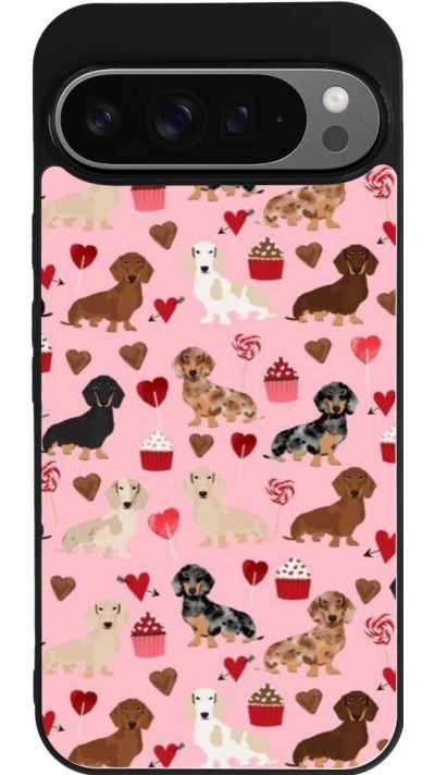 Google Pixel 9 Pro XL Case Hülle - Silikon schwarz Valentine 2024 puppy love