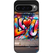 Coque Google Pixel 9 Pro XL - Silicone rigide noir Valentine 2025 Love U Tag