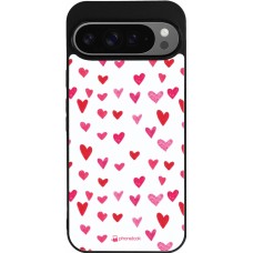 Coque Google Pixel 9 Pro XL - Silicone rigide noir Valentine 2022 Many pink hearts