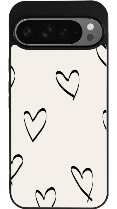 Google Pixel 9 Pro XL Case Hülle - Silikon schwarz Valentine 2023 minimalist hearts