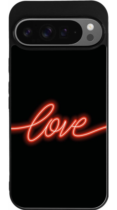 Google Pixel 9 Pro XL Case Hülle - Silikon schwarz Valentine 2023 neon love