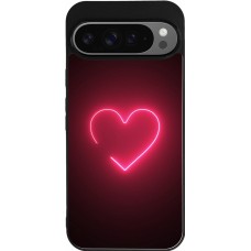 Coque Google Pixel 9 Pro XL - Silicone rigide noir Valentine 2023 single neon heart