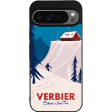 Coque Google Pixel 9 Pro XL - Silicone rigide noir Verbier Cabane Mont-Fort