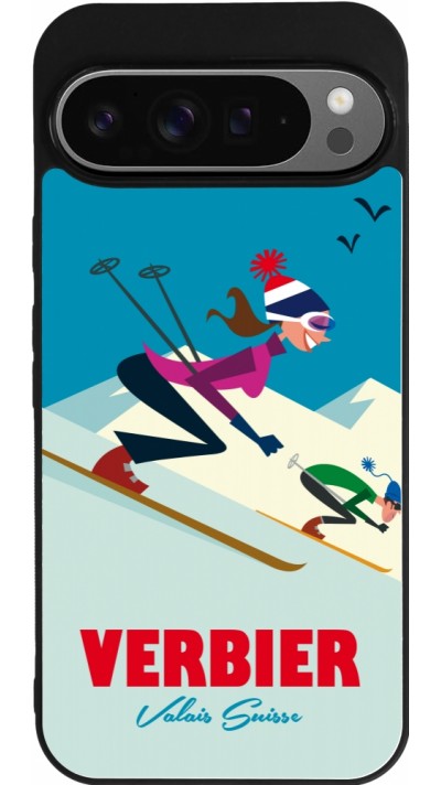 Google Pixel 9 Pro XL Case Hülle - Silikon schwarz Verbier Ski Downhill