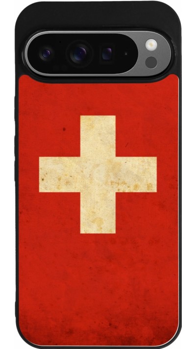 Google Pixel 9 Pro XL Case Hülle - Silikon schwarz Vintage Flag SWISS