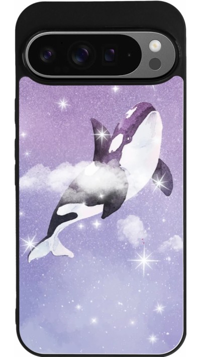 Google Pixel 9 Pro XL Case Hülle - Silikon schwarz Whale in sparking stars