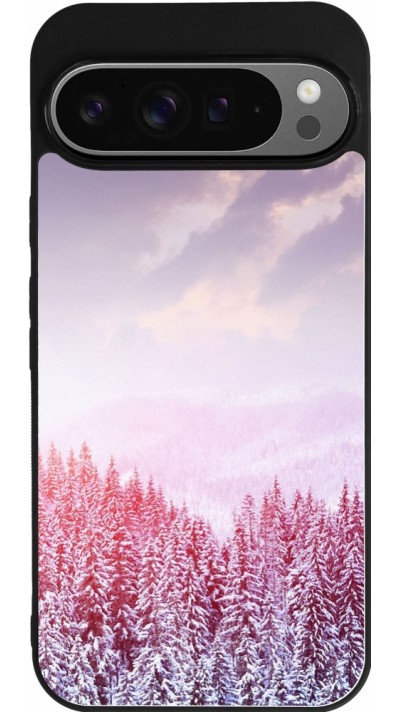 Google Pixel 9 Pro XL Case Hülle - Silikon schwarz Winter 22 Pink Forest