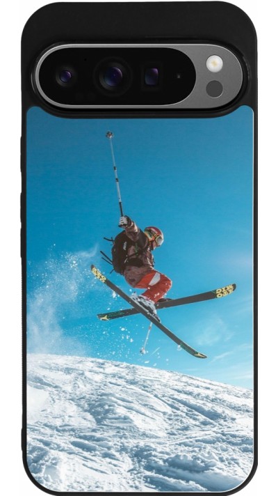 Google Pixel 9 Pro XL Case Hülle - Silikon schwarz Winter 22 Ski Jump