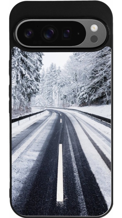 Google Pixel 9 Pro XL Case Hülle - Silikon schwarz Winter 22 Snowy Road