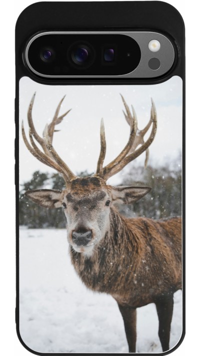Google Pixel 9 Pro XL Case Hülle - Silikon schwarz Winter 25 Winter reindeer