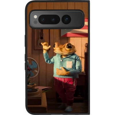 Coque Google Pixel Fold - Silicone rigide noir Dancing frog DTMF