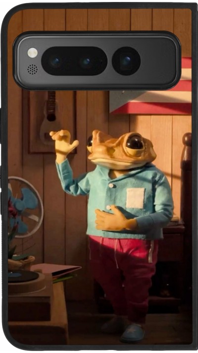 Google Pixel Fold Case Hülle - Silikon schwarz Dancing frog DTMF