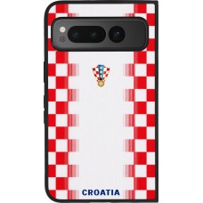 Coque Google Pixel Fold - Silicone rigide noir Maillot de football Croatie 2026 personnalisable