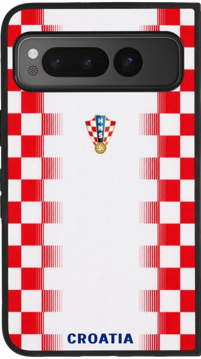 Coque Google Pixel Fold - Silicone rigide noir Maillot de football Croatie 2026 personnalisable