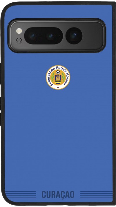Coque Google Pixel Fold - Silicone rigide noir Maillot de football Curaçao 2026 personnalisable