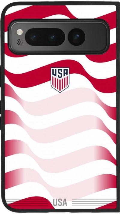 Coque Google Pixel Fold - Silicone rigide noir Maillot de football E?tats Unis 2026 personnalisable
