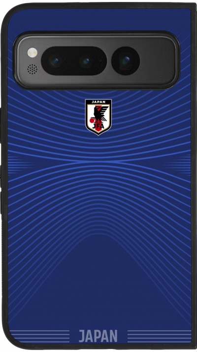 Coque Google Pixel Fold - Silicone rigide noir Maillot de football Japon 2026 personnalisable