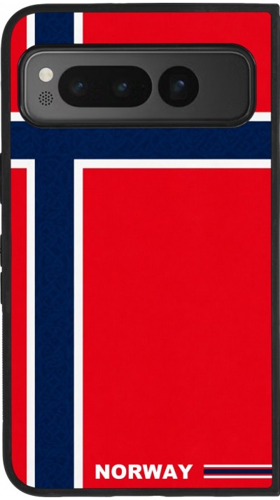 Coque Google Pixel Fold - Silicone rigide noir Maillot de football Norvège 2026 personnalisable