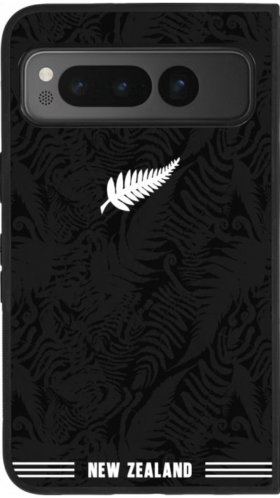Coque Google Pixel Fold - Silicone rigide noir Maillot de football Nouvelle-Zélande 2026 personnalisable