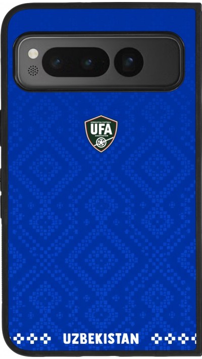 Coque Google Pixel Fold - Silicone rigide noir Maillot de football Ouzbékistan 2026 personnalisable