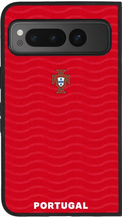 Coque Google Pixel Fold - Silicone rigide noir Maillot de football Portugal 2026 personnalisable