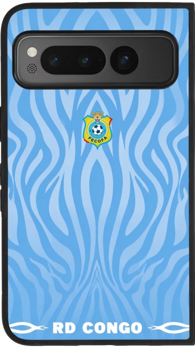 Coque Google Pixel Fold - Silicone rigide noir Maillot de football RD Congo 2026 personnalisable