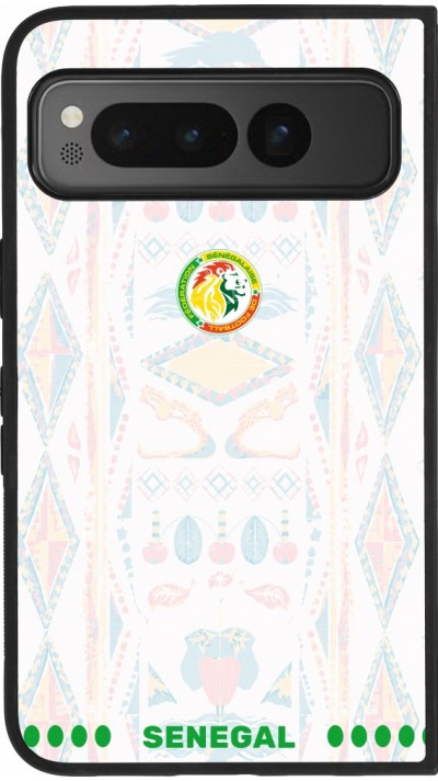 Coque Google Pixel Fold - Silicone rigide noir Maillot de football Sénégal 2026 personnalisable