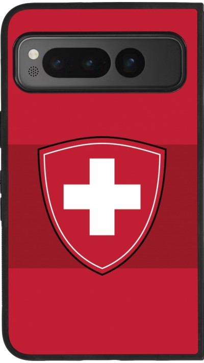 Coque Google Pixel Fold - Silicone rigide noir Hockey World Championship Ecusson Suisse