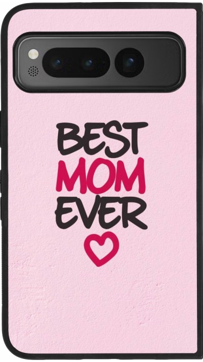 Coque Google Pixel Fold - Silicone rigide noir Mom 2023 best Mom ever pink