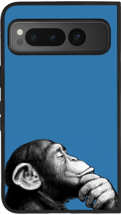 Coque Google Pixel Fold - Silicone rigide noir Monkey Pop Art