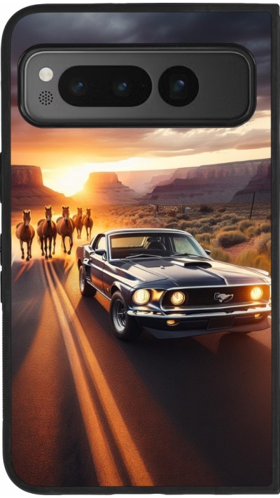 Coque Google Pixel Fold - Silicone rigide noir Mustang 69 Grand Canyon