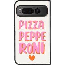 Coque Google Pixel Fold - Silicone rigide noir Pizza pepperoni 2026