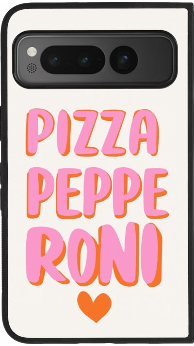 Coque Google Pixel Fold - Silicone rigide noir Pizza pepperoni 2026