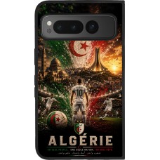 Coque Google Pixel Fold - Silicone rigide noir Football Algérie splash 2026